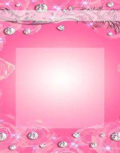 Caratula de fondo rosa con flores y diamantes para trabajos Caratula de fondo rosa con flores y diamantes para trabajos