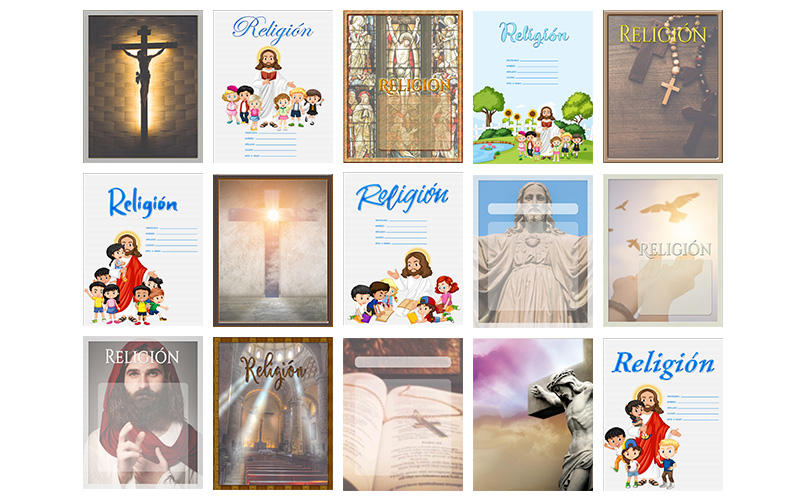 caratulas de religión ejemplos para cuadernos