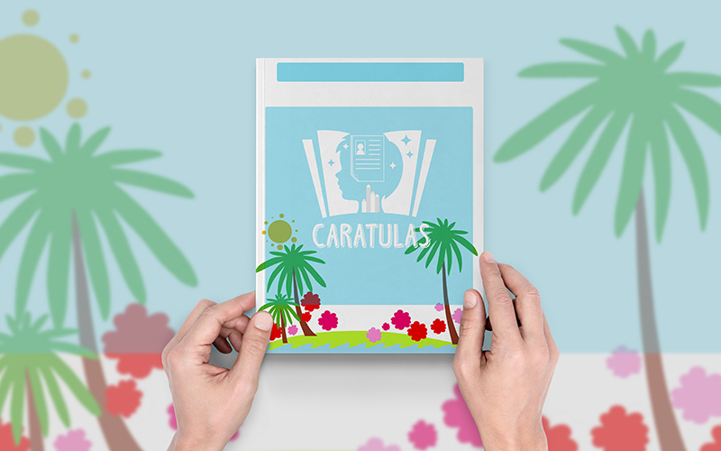 portada con diseño de palmeras temporada verano